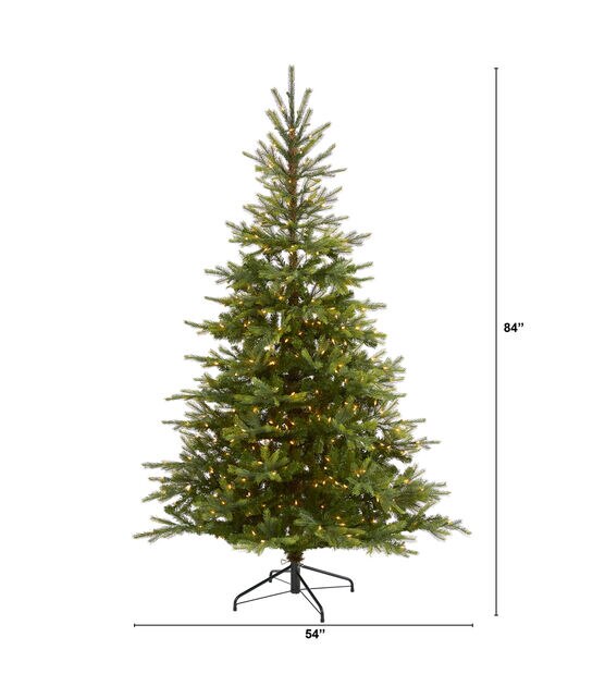 Nearly Natural 7' Clear Pre Lit North Carolina Spruce Christmas Tree, , hi-res, image 2