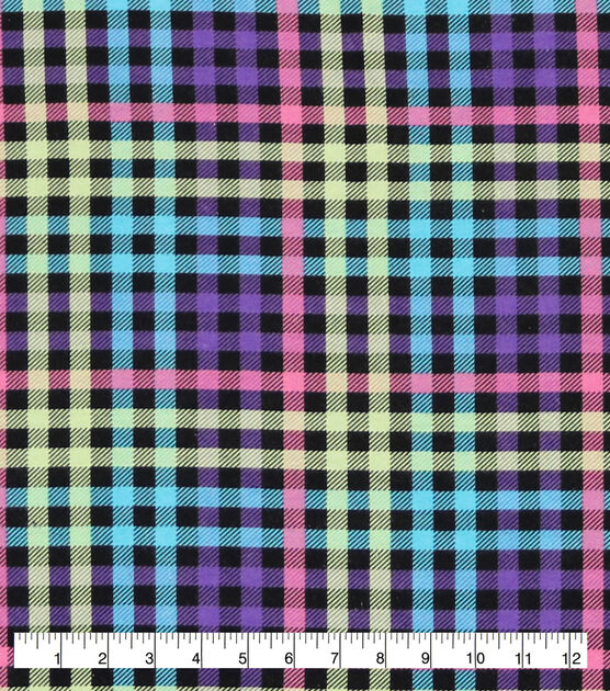 Green Black Textured Check Super Snuggle Flannel Fabric by Joann