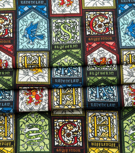 Harry Potter Cotton Fabric  Stained Glass Houses, , hi-res, image 4