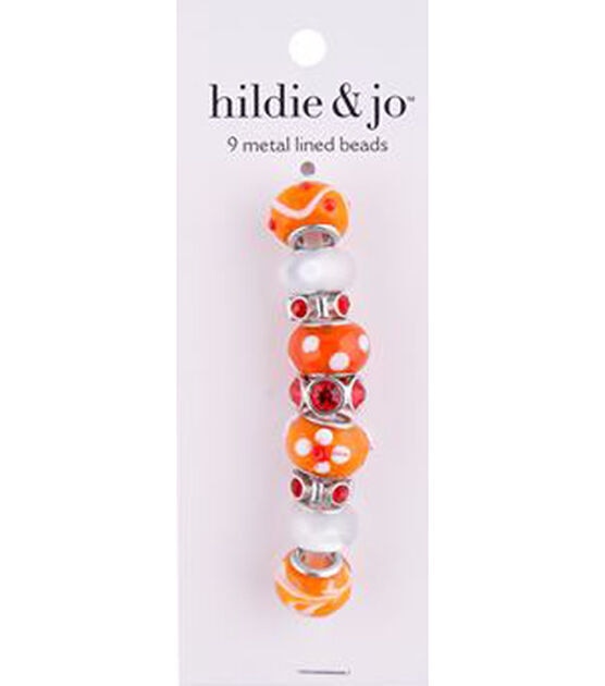 15mm Orange & White Metal Lined Glass Beads 9ct by hildie & jo