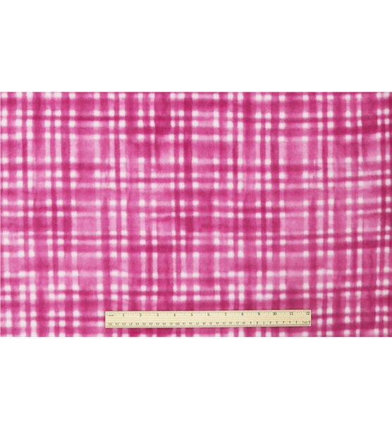 Pink Brush Stroke Plaid Anti Pill Fleece Fabric, , hi-res, image 4