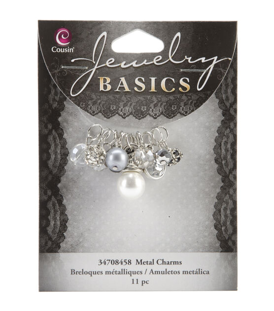 Jewelry Basics Metal Charms Smoke Glass Metal Bead Cluster 11 Pkg