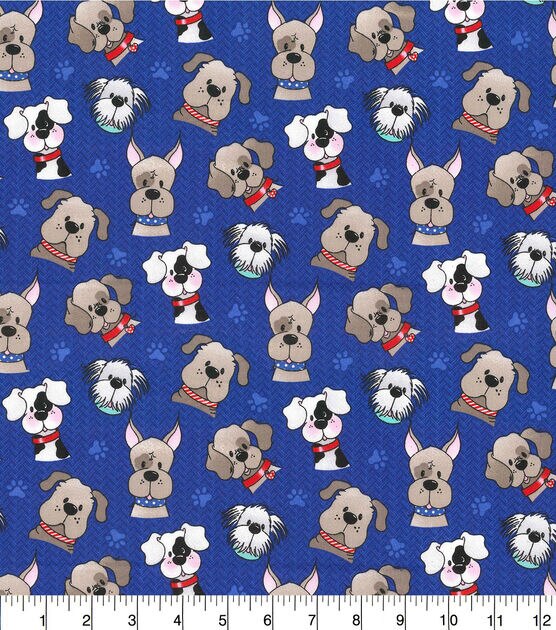 Fabric Traditions Tossed Dog Heads Novelty Cotton Fabric, , hi-res, image 2