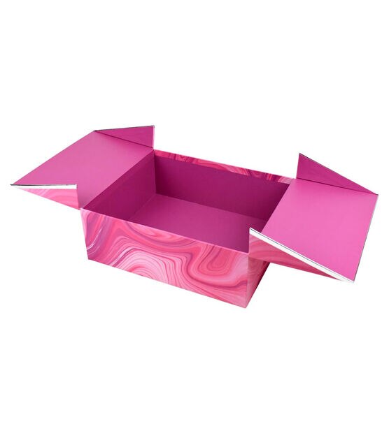 11" Pink Marble Pattern Rectangle Box With Double Door Lid, , hi-res, image 2