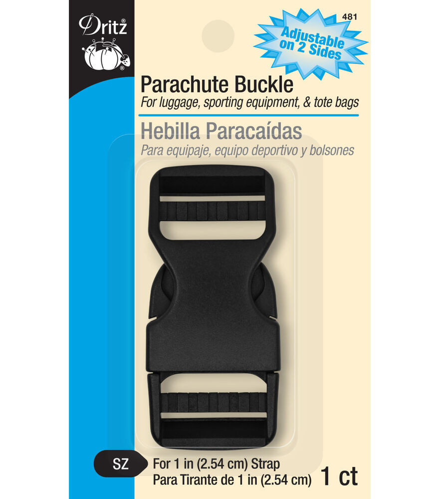 Dritz 1" Adjustable Strap Parachute Buckle, Black, swatch
