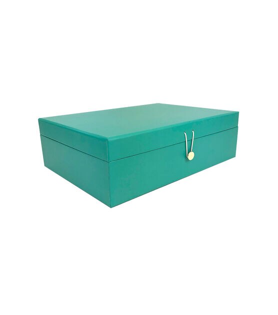 12.5" Teal Rectangle Box With Button Closure