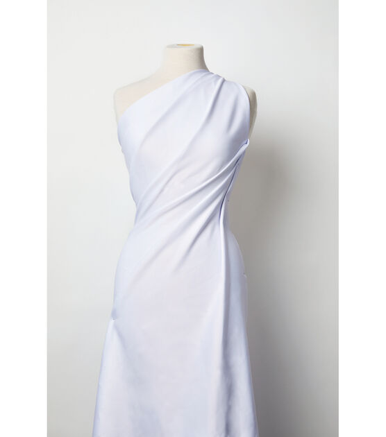 Badgley Mischka White Stretch Crepe Satin Fabric, , hi-res, image 2