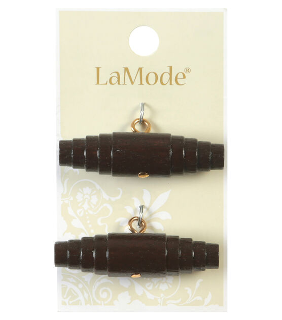 La Mode 1 3/4" Dark Wood Toggle Buttons 2pk