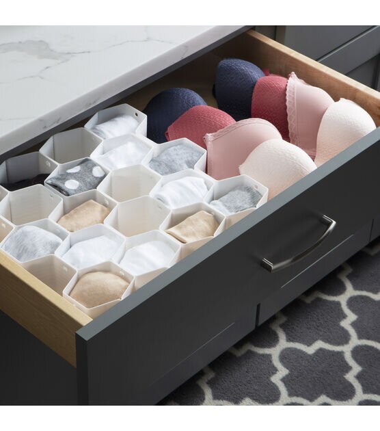 Simplify 14.5" x 3" White Honeycomb Drawer Organizer, , hi-res, image 2