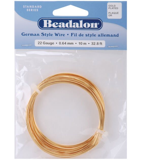 Beadalon German Style Round Wire 22 Gauge 32.8 Feet Pkg Gold