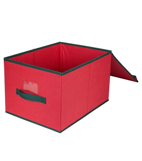 Northlight 16" Red and Green Collapsible Christmas Decor Storage Box, , hi-res, image 4