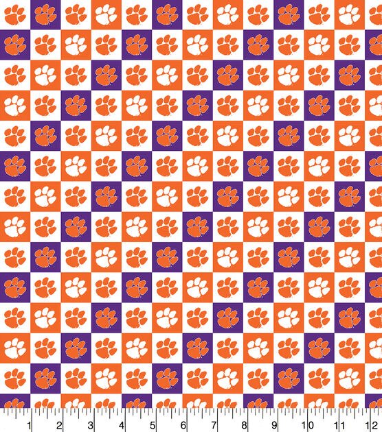 Clemson Tigers Cotton Fabric Collegiate Checks, , hi-res, image 2