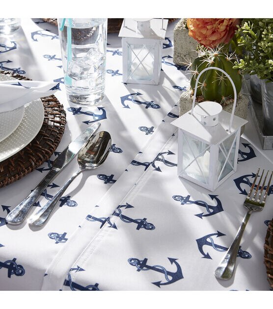 Design Imports Anchors Outdoor Tablecloth with Zipper 84", , hi-res, image 8