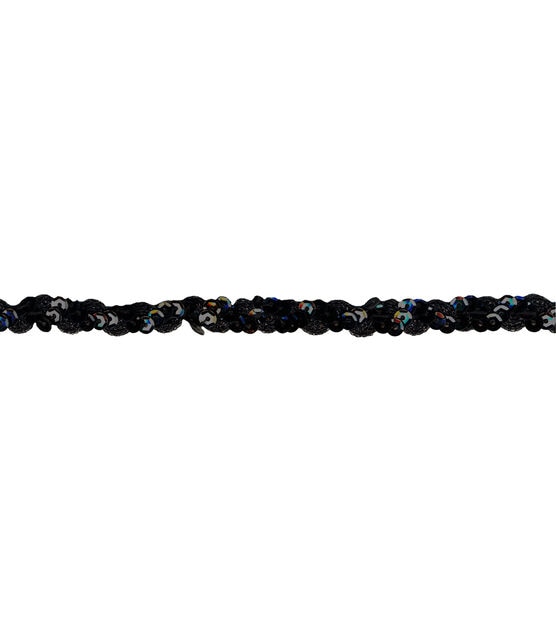 Simplicity Sequined Cupped Scroll Trim 0.38'' Black, , hi-res, image 2