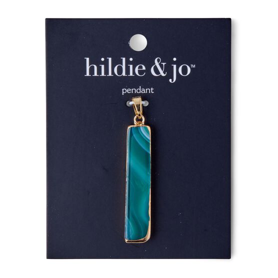 Green Rectangle Agate Pendant by hildie & jo