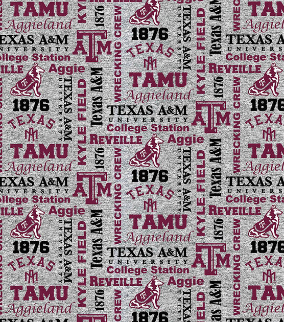 Texas A&M University Aggies Fleece Fabric Heather Verbiage, , hi-res, image 2