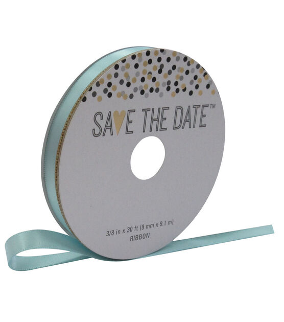 Save the Date 3/8'' X 30' Ribbon Blue Satin