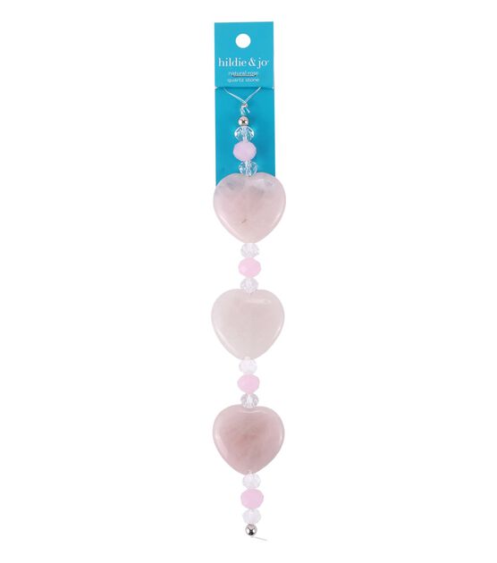 7" Light Pink Quartz Heart Strung Beads by hildie & jo
