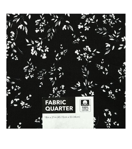 18" x 21" Floral on Black Cotton Fabric Quarter 1pc by Keepsake Calico, , hi-res, image 1