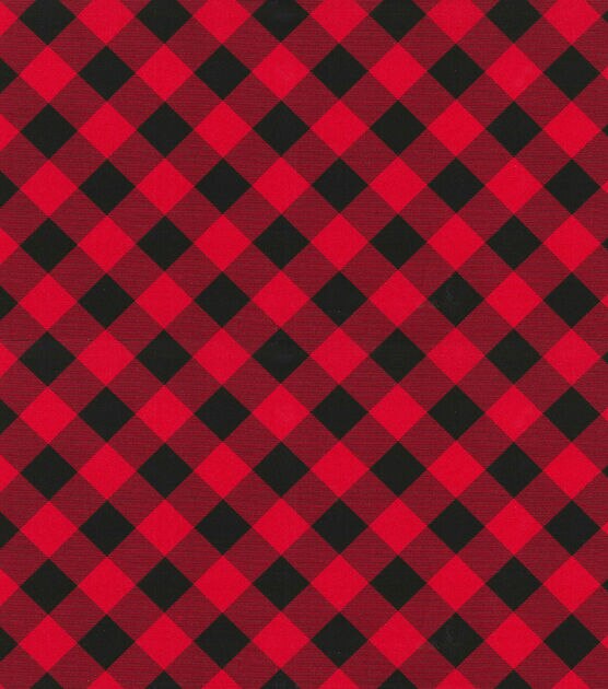 Fabric Traditions Red & Black Plaid Christmas Cotton Fabric, , hi-res, image 2