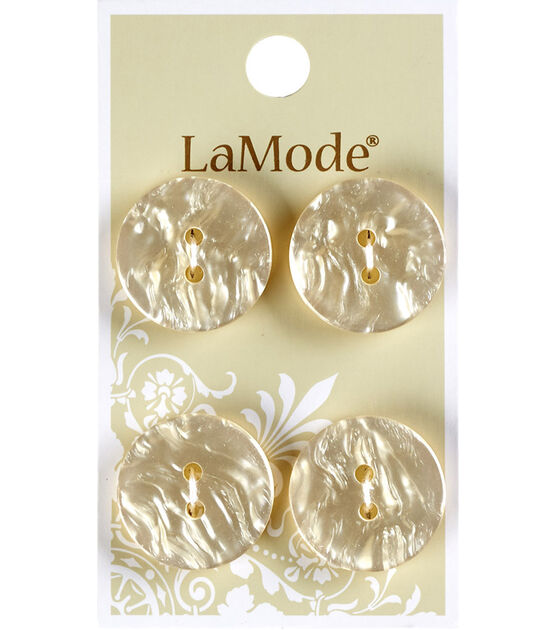 La Mode 3/4" Off White Pearlized Round 2 Hole Buttons 4pk