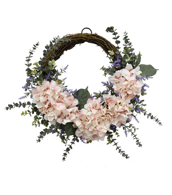 20" Spring Light Pink Hydrangea & Lavender Wreath by Bloom Room