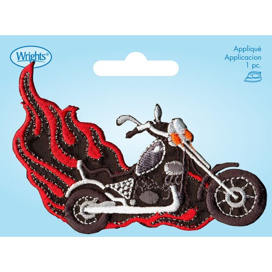 Wrights Red & Black Motorcycle Iron On Patch