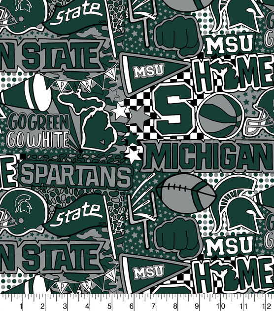 Michigan State University Spartans Cotton Fabric Pop Art