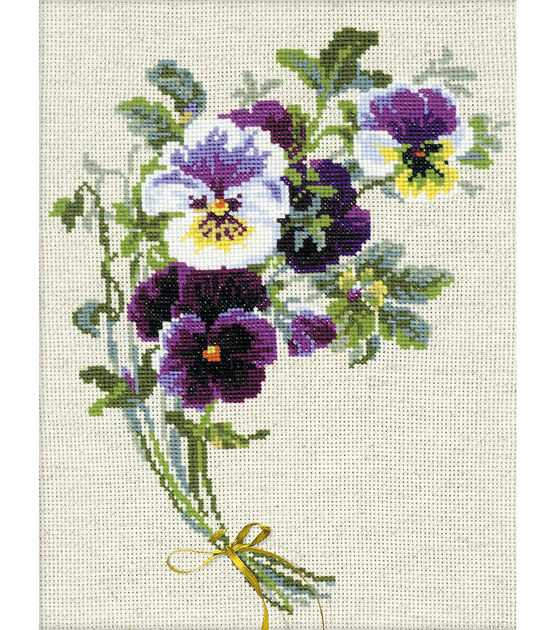 RIOLIS 9.5" x 12" Bunch of Pansies Counted Cross Stitch Kit, , hi-res, image 2