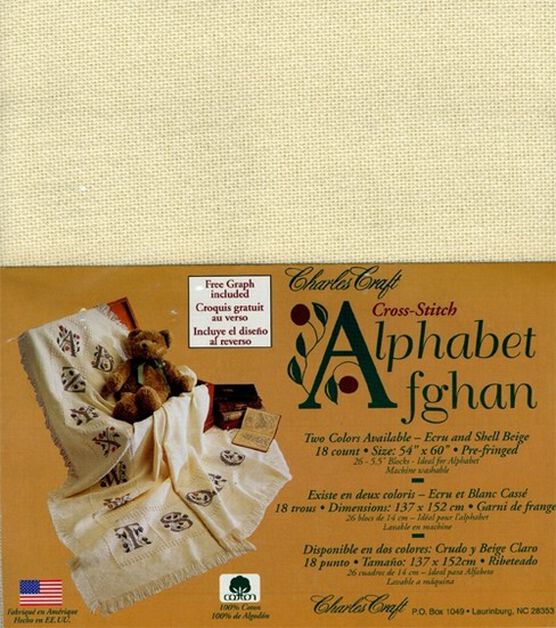 DMC 54" x 60" Alphabet Afghan Cross Stitch Kit