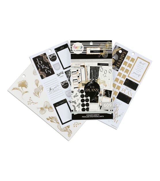 609pc Gold & Black 30 Sheet Happy Planner Sticker Pack, , hi-res, image 2