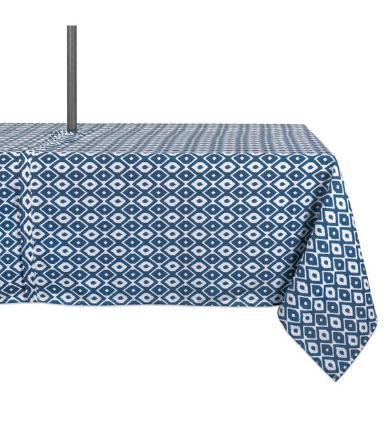 Design Imports Blue Ikat Outdoor Tablecloth Round 60"