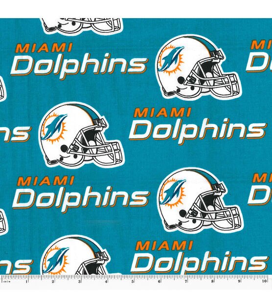 Fabric Traditions Miami Dolphins Cotton Fabric Mascot Logo