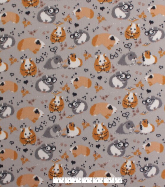 Gerbils on Gray Blizzard Fleece Fabric, , hi-res, image 2