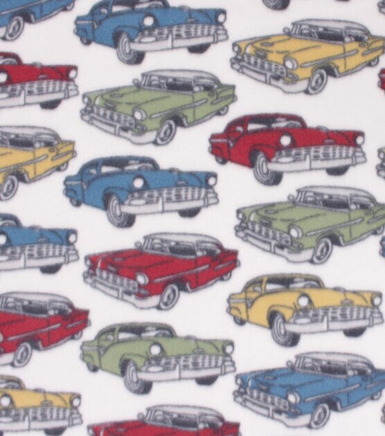 Blizzard Fleece Fabric Classic Cars, , hi-res, image 2