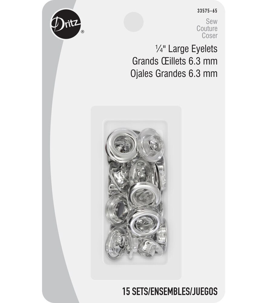 Dritz 1/4" Large Eyelets, 15 Sets, Nickel, Nickel, swatch