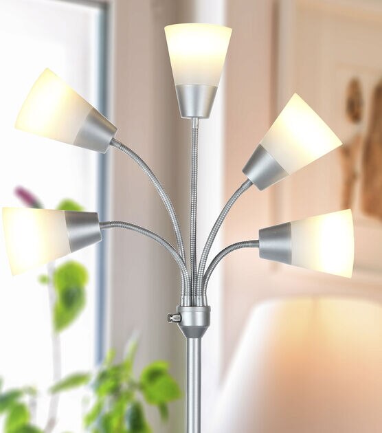 Brightech Medusa Modern LED Floor Lamp (Interchangeable Shades)- Silver, , hi-res, image 5
