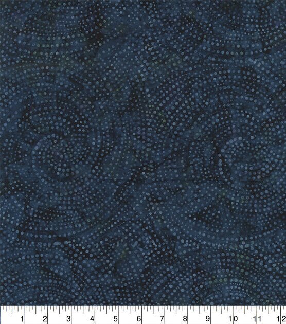 Hi Fashion Swirl Circle Dots Blue Batik Cotton Fabric, , hi-res, image 2