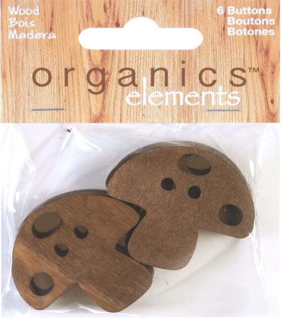Organic Elements 1 1/2" Brown Mushroom Buttons 6pk, , hi-res, image 2