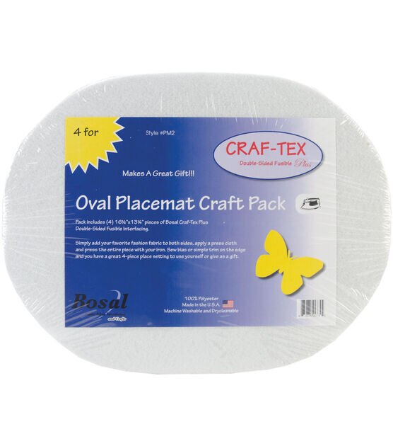 Bosal Craf Tex 16.5" x 13.25" Fusible Oval Placemat Craft Pack 4pk