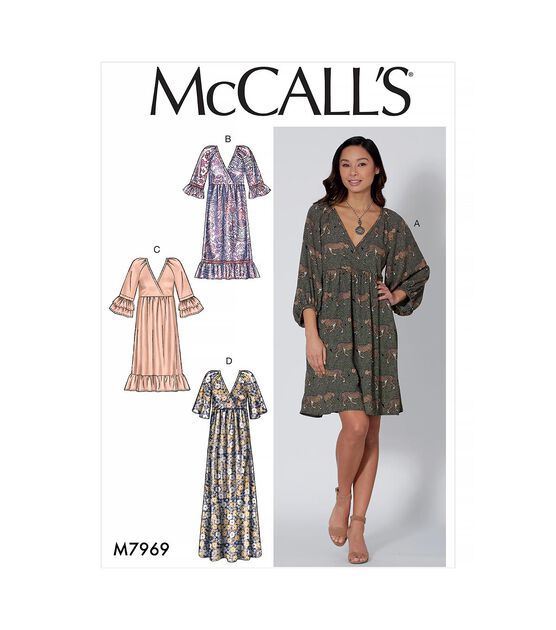 McCall's M7969 Size XS to 2XL Misses Dress Sewing Pattern