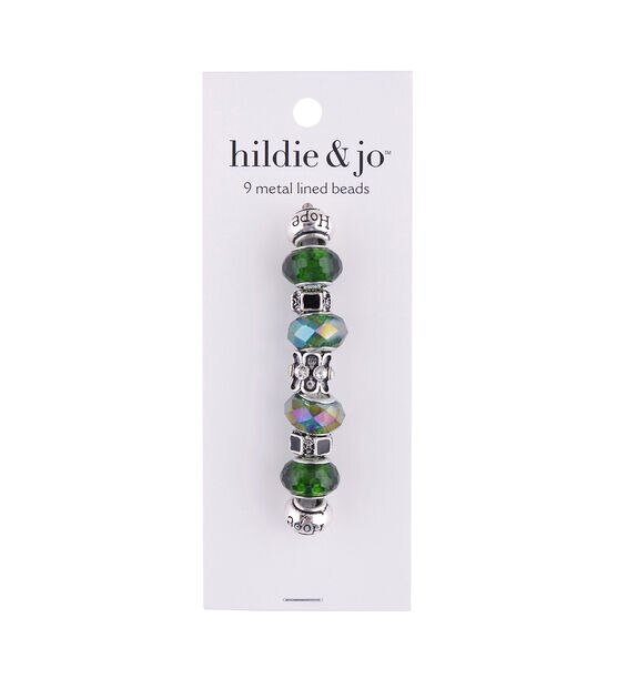 15mm Black & Green Metal Lined Glass Beads 9ct by hildie & jo