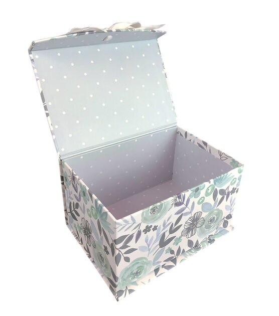 8" Monochrome Floral Fliptop Box With Bow, , hi-res, image 2