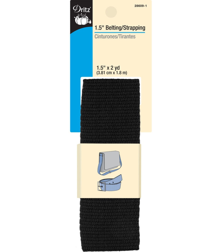 Dritz 1.5" Belting Strapping 2yd, Black, swatch, image 1