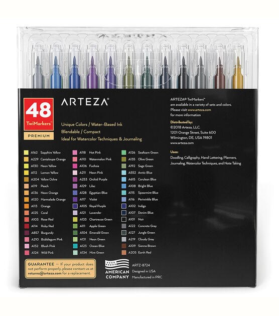 Arteza Water Brush Pens (Assorted Tips Set of 6)