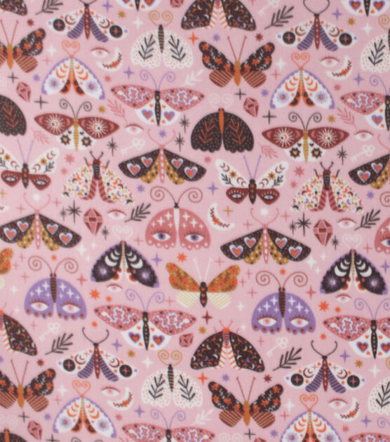 Pink & Orange Mystic Butterflies Anti Pill Fleece Fabric