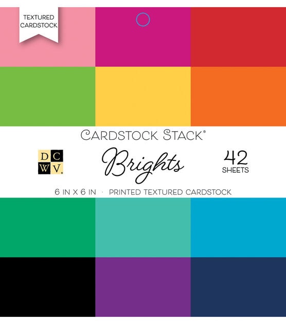 DCWV 42 pk 6in x 6in Printed Textured Cardstock Stack - Brights
