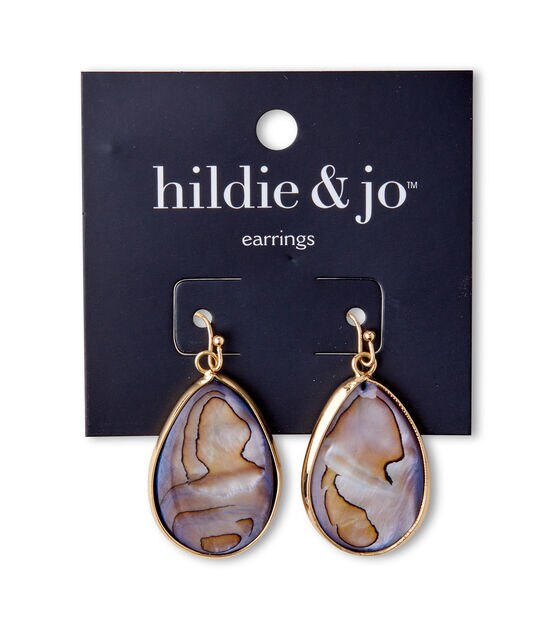 Antique Gold & Blue Teardrop Shell Earrings by hildie & jo