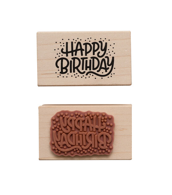 American Crafts Wooden Stamp Happy Bday, , hi-res, image 2