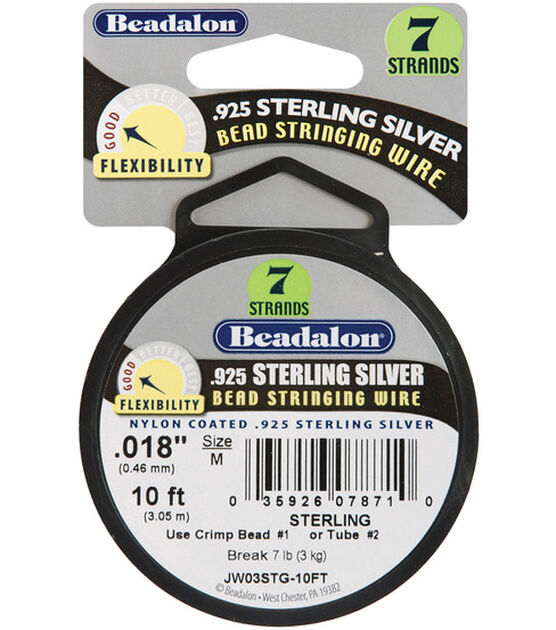 Beadalon 7 Strand .018" Sterling Bead Stringing Wire 10ft Silver
